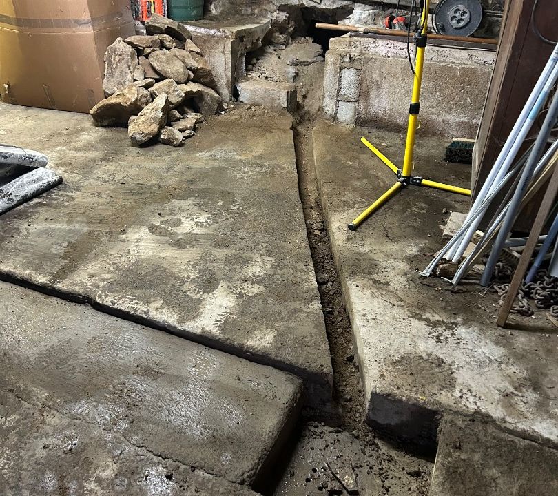 Image avant Installation d’un système de drainage